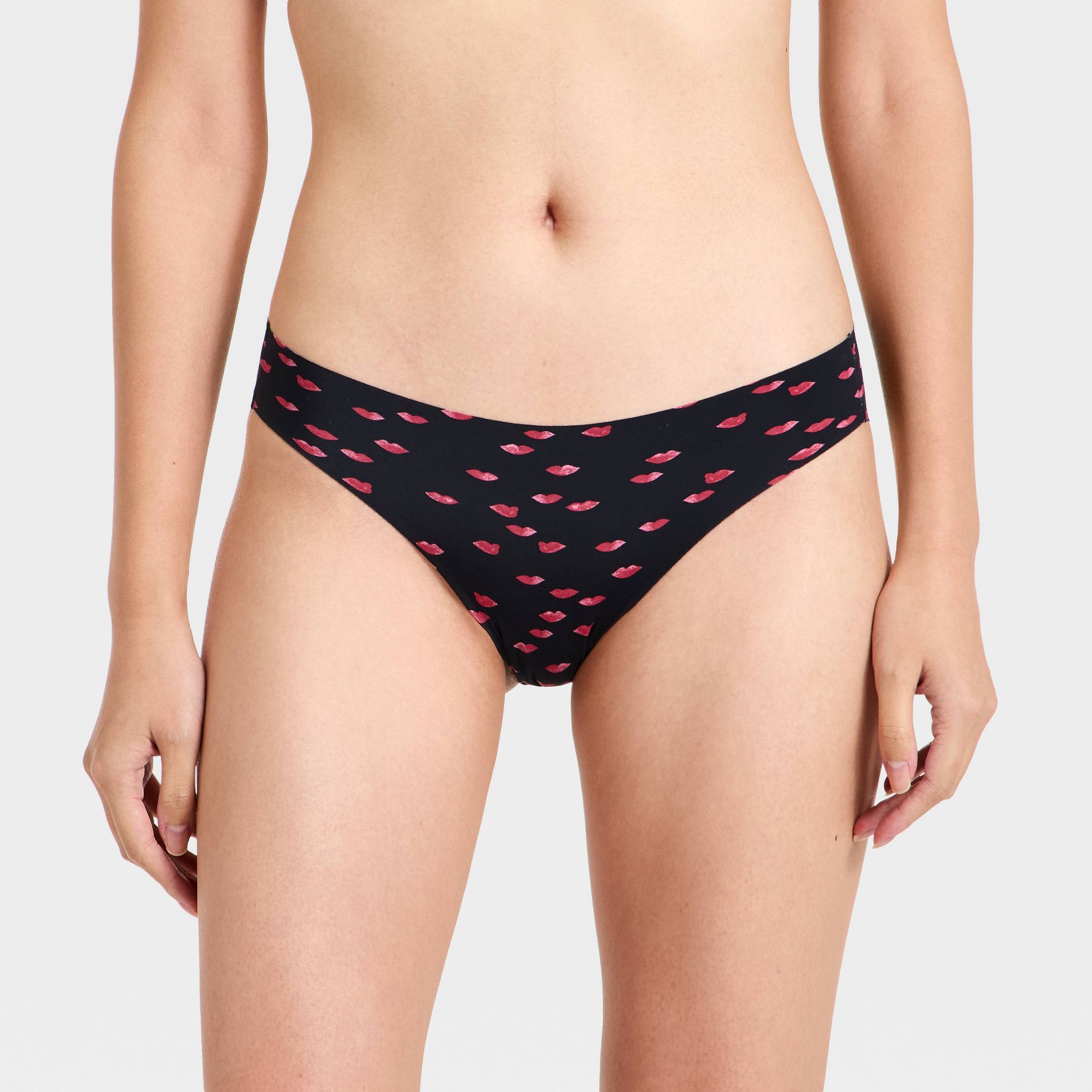 Women's Invisible Edge Bikini Underwear - Auden™ Black Lip Print S