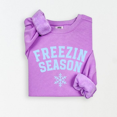 Simply Sage Market Women's Lightweight Garment Dyed Graphic Sweatshirt Freezin Season