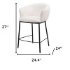 HomeRoots 26" Ivory and Black Shearling and Steel Counter Height Bar Chair - 3 of 4