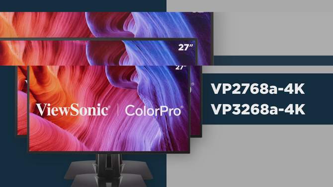 ViewSonic VP3268a-4K 32 Inch Premium IPS 4K Monitor with Advanced Ergonomics, ColorPro 100% sRGB Rec 709, 14-bit 3D LUT, Eye Care, HDR10 Support,, 2 of 11, play video