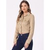 INSPIRE CHIC Women's Casual Faux Suede Notched Collar Button Up Cropped Jacket with Pockets - 3 of 4