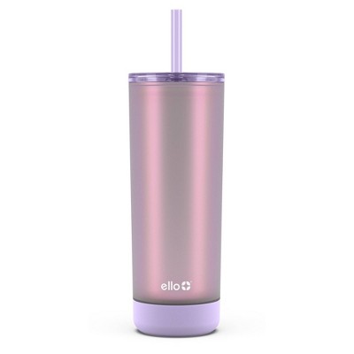 Ello Beacon Vacuum Insulated Stainless Steel Tumbler with Slider Lid and Optional Straw, 24 oz , Antigua