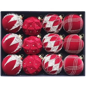COZONY 12-Piece Shatterproof Flocked Mini Christmas Ball Ornaments - 1 of 4