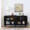 60.5" Farmhouse TV Stand Buffet Cabinet with Geometric Pattern, Adjustable Shelves, Outlet Holes - 3 of 4