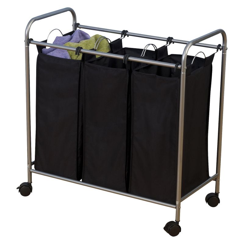 Household Essentials 3 Removable Bags Laundry Sorter with Wheels, 3 of 8