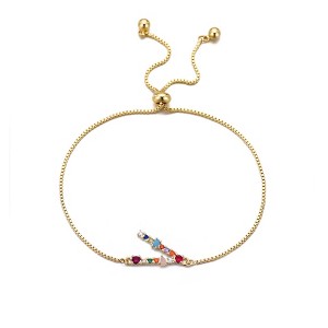 Adornia 14k Gold Plated Multi Color Stone Initial Bolo Bracelet - 1 of 1