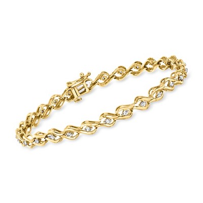 Ross-Simons 0.50 ct. t.w. Diamond Swirl Bracelet in 18kt Gold Over Sterling