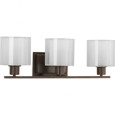 Progress Lighting, Invite Collection, 3-Light Bath Fixture, Antique Bronze, Mylar Shade
