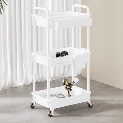 BEAFUP 3 Tier Rolling Storage Cart,Utility Cart With Drawers,Utility Cart Rolling Storage Organizer Tool For Kitchen,Bathroom,Living Room