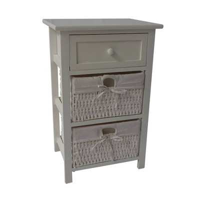 24.80" Single Drawer Wooden Storage Cabinet with 2 Cotton Paper Baskets Heathered White - The Urban Port