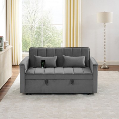 54.33 Inch Versatile Foldable Sofa Bed In 3 Lengths, Modern Sofa Sofa Sofa Velvet Pull-Out Bed, Adjustable Back