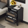 PAGED Night Stand Rustic Bedside Table Wooden Nightstand with 2 Storage Drawers and Open Shelf for Bedroom - 2 of 4