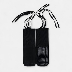Anna-Kaci Women's 2-Pack Over-the-Calf Grip Socks with Ribbon Tie and Non-Slip Sole for Barre Pilates Yoga - 1 of 2