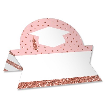 Big Dot of Happiness Rose Gold Grad - Graduation Party Tent Buffet Card - Table Setting Name Place Cards - Set of 24