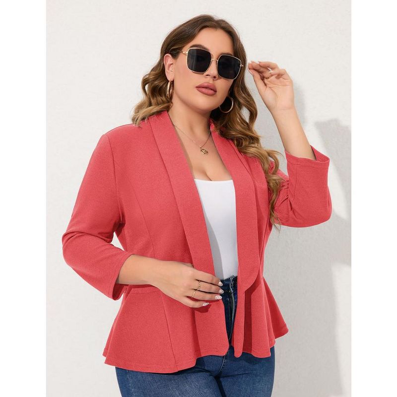 Whizmax Women Plus Size Casual Blazer Open Front Long Sleeve Work Office Cardigan Jackets, 4 of 7
