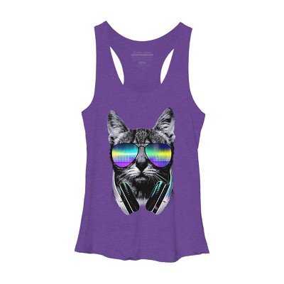 Women's Design By Humans Music Lover Cat By clingcling Racerback Tank Top