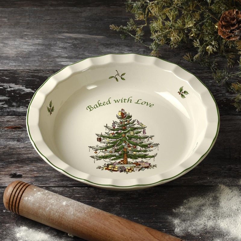 Spode Christmas Tree Pie Dish Baked With Love, 3 of 4