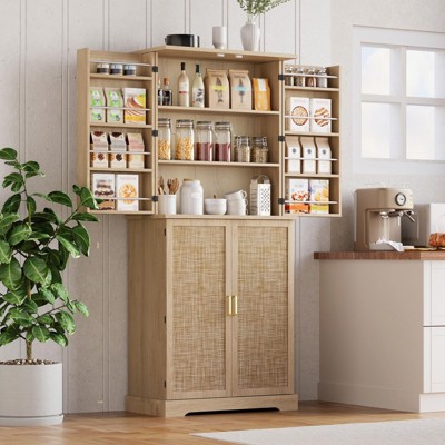 Kitchen Pantry Cabinet, 71.65" Tall Farmhouse Storage Cabinet w/8 Door Shelves and 1 Drawer, Cupboard for Kitchen, Living Room, Dining Room, Bathroom