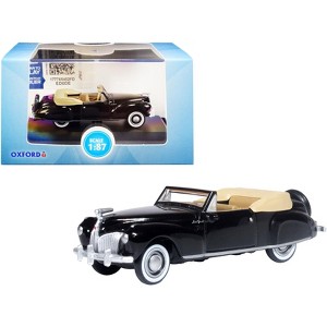 1941 Lincoln Continental Convertible Black with Tan Interior 1/87 (HO) Scale Diecast Model Car by Oxford Diecast - 1 of 3