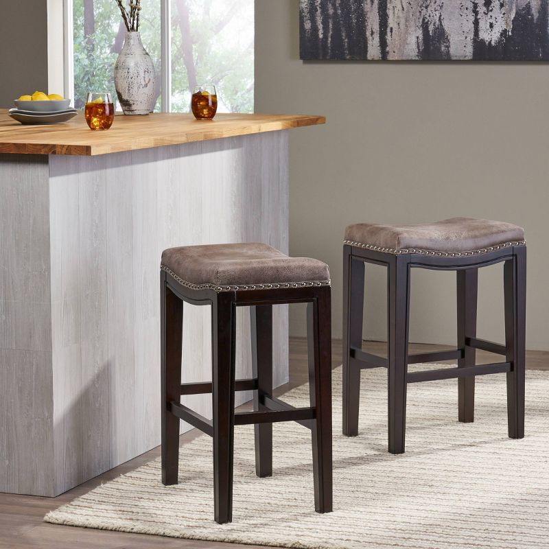 Set of 2 Tiffin Contemporary Studded Counter Height Barstools - Christopher Knight Home, 3 of 6