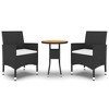 vidaXL 3 Piece Patio Dining Set Poly Rattan Black - 2 of 4