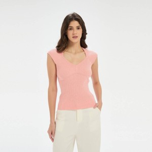 Women's Cap Sleeve Ribbed Sweater Top - A New Day™ - 1 of 3