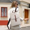 CLUCI Leather Laptop Backpack for Women 15.6 inch Computer Backpack Stylish Travel Backpack Purse for Women Work Daypack Bag Off-white with brown - 3 of 3