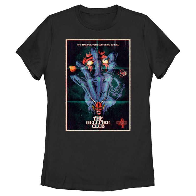 Women's Stranger Things Retro Hellfire Club Poster T-Shirt, 1 of 5