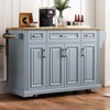 Whisen 54 inch Large Kitchen Island with Rubber Wood Drop Leaf, Embossed Texture Rolling Kitchen Cart - 3 of 4