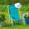 CAVINAS 2PC Folding Beach Chair with Wood Handrail & Headrest Pillow,Adjustable 4-Position Portable Chair for Outdoor,Lawn,Backyard - 3 of 4