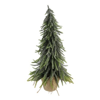 Northlight 19.5" Potted Silver Glitter Artificial Downswept Mini Pine Tabletop Christmas Tree - Unlit