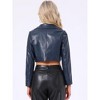 INSPIRE CHIC Women's Faux Leather Long Sleeve Zipper Up Moto Cropped Jacket - 4 of 4
