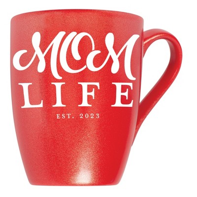 Elanze Designs Mom Life Est 2023 Crimson Red 10 ounce New Bone China Coffee Cup Mug