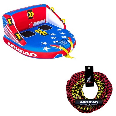 Airhead Patriot 2-Person Towable Kwik-Connect Chariot Tube w/ Rope Floater