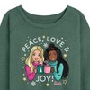 Women's - Barbie - Holidays & Christmas Lightweight French Terry Wide Neck Long Sleeve Graphic Shirt - 2 of 4