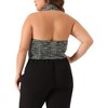 Agnes Orinda Women's Plus Size Tweed Halter Neck Sleeveless Single Breasted Retro Suit Vests - 4 of 4