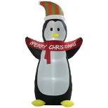 HOMCOM 8ft Christmas Inflatable Penguin with Merry Christmas Banner, Outdoor Blow-Up Yard Decoration with LED Lights Display