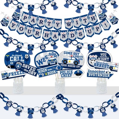 Big Dot of Happiness Calling All Units - Police - Banner and Photo Booth Decor - Cop Birthday Party or Baby Shower Supplies Kit - Doterrific Bundle