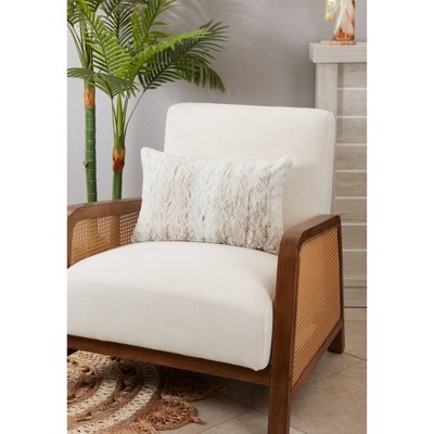 Natural Faux Fur Oblong Throw Pillow 12 x 20 Inch
