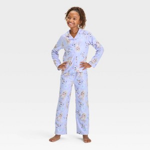Girls' Disney Frozen 2pc Coat Pajama Set - Blue - 1 of 4