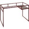 PAGED Stylish Computer Desk Glass Top Office Desk with Metal Sled Base and Open Compartment, Writing Desk for Living Room - 2 of 4