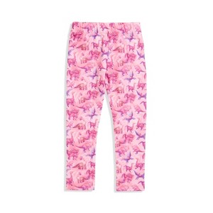 The Pink Picket Fence Suzie Dino Leggings for Girls – Soft Stretchy Play Leggings – Hand-Painted Dinosaur Print - 1 of 4