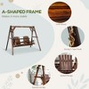 Wooden Porch Swing with Stand, 2-Seat Patio Swing Chair with Center Table, for Garden, Poolside - 4 of 4
