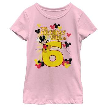 Girl's Disney Mickey Mouse The Birthday Girl is 6 T-Shirt