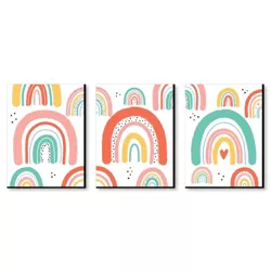 Big Dot of Happiness Hello Rainbow - Boho Nursery Wall Art and Kids Room Decor - 7.5 x 10 inches - Set of 3 Prints