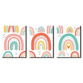 Big Dot of Happiness Hello Rainbow - Boho Nursery Wall Art and Kids Room Decor - 7.5 x 10 inches - Set of 3 Prints