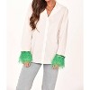 Women's Feather Sleeve Button Down Blouse - SUNDAYUP - image 2 of 4