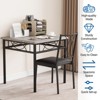 3-Piece Black Wood Dining Table Set for 2 with Upholstered Cushion Chairs, Rectangular Kitchen Table & Chairs for Small Space, Breakfast Nook - 2 of 4