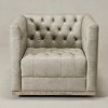KINWELL 100% Genuine Leather Square Swivel Barrel Accent Chair - 4 of 4