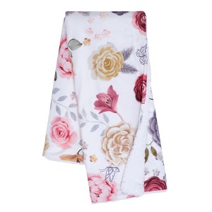 Lambs & Ivy Secret Garden Ultra-Soft Fleece/Minky Floral Baby Blanket - 1 of 4